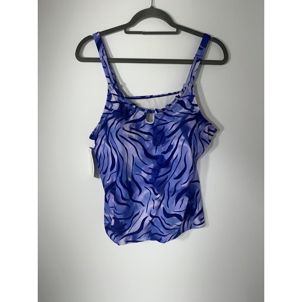 Meet.Curve Women’s 2XL Blue Animal Print Tankini Swim Top Padded NWT Plus Size